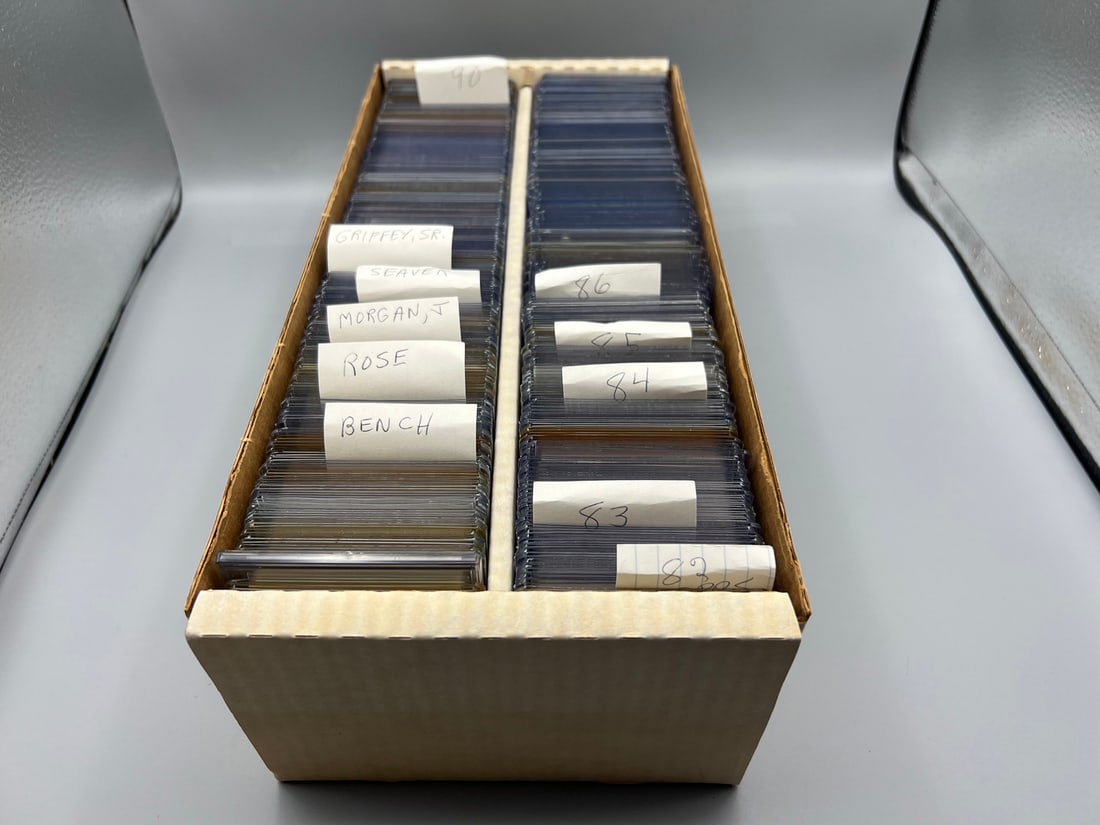 Complete 2 Row Box Full of Assorted Cincinnati Reds 1980's & 1990's Baseball Cards - Pete Rose, (1 of 7)