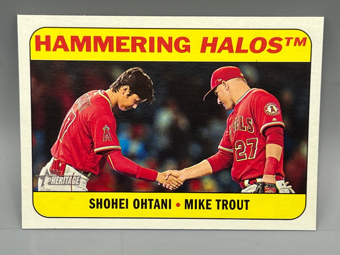 2018 Topps Heritage Hammering Halos Shohei Ohtani Rookie Insert #CC-1 - Mike Trout: 2018 Topps Heritage Hammering Halos Shohei Ohtani Rookie Insert #CC-1 - Mike Trout