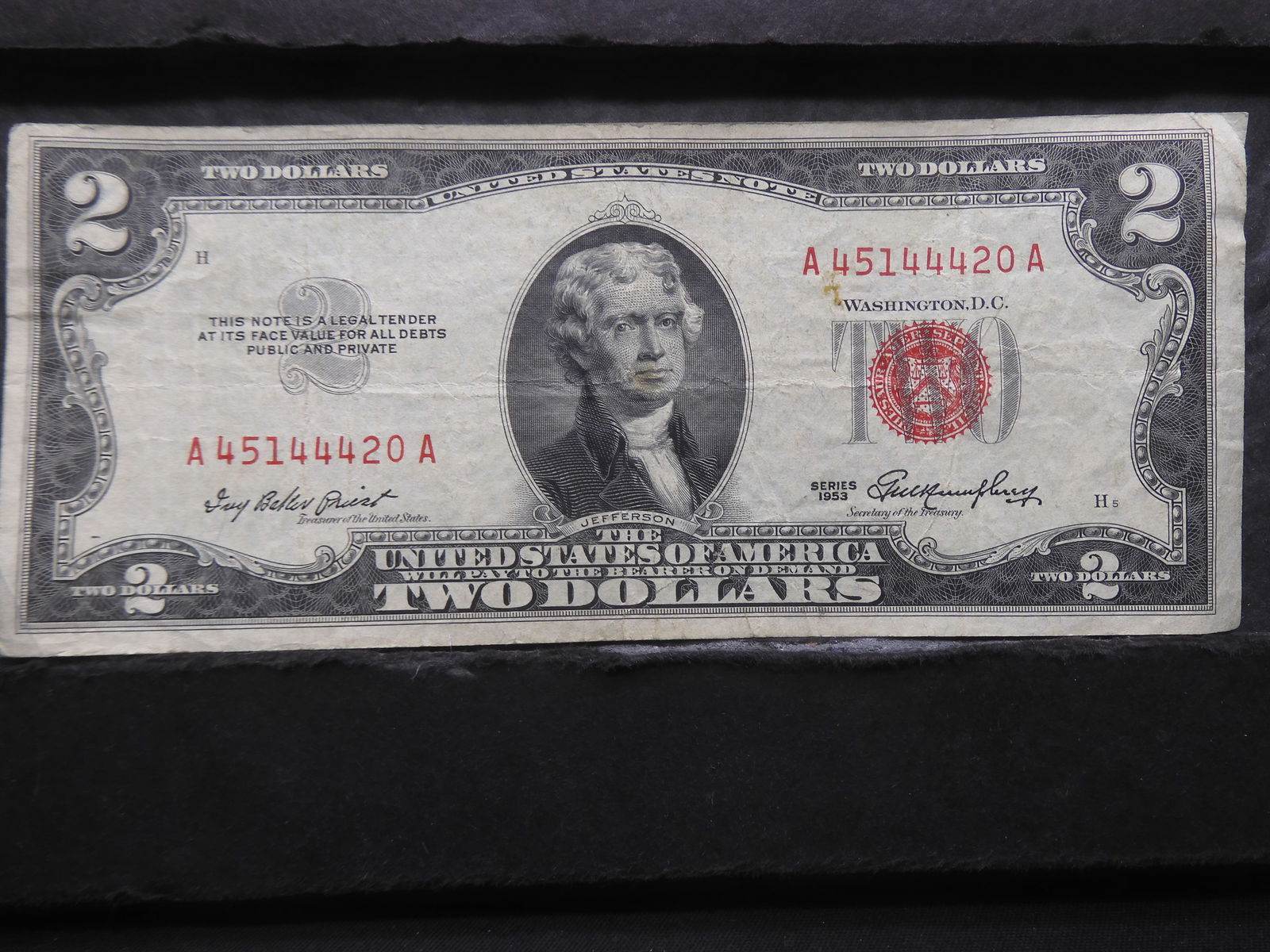 1953, Slight Die Shift, bookends, $2 bill, 70 years old! (1 of 6)