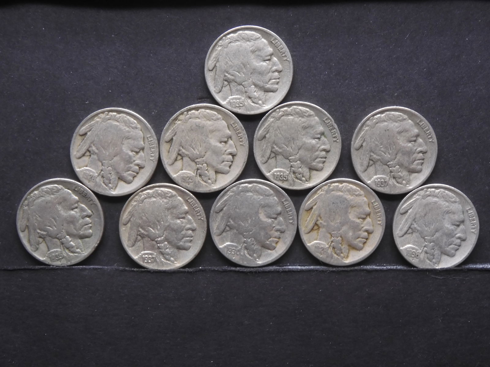 10 Mixed Date/MM Buffalo Nickels, Nice Mix (1 of 5)