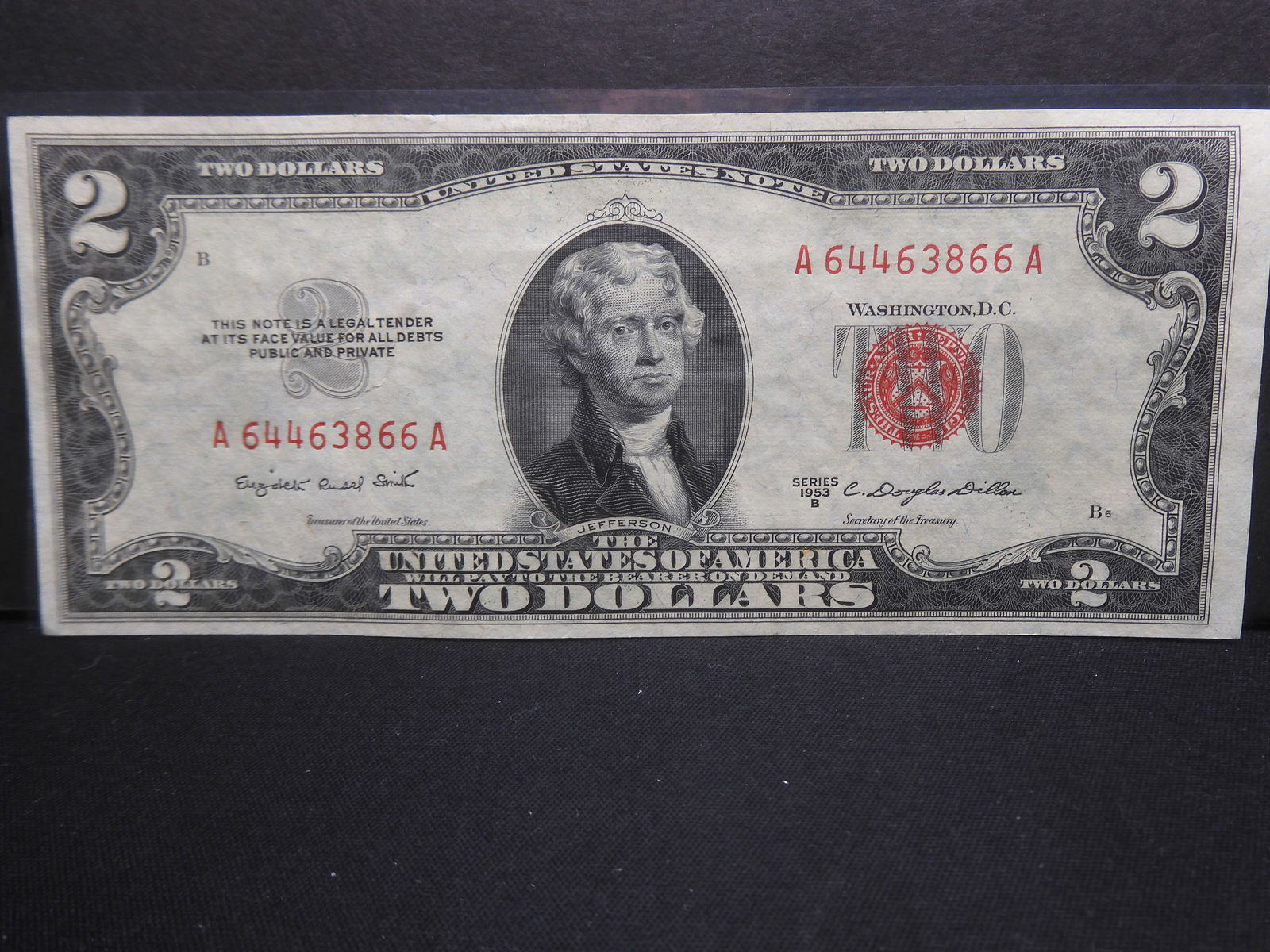 1953 B, Crisp, Unc, Slight Die Shift, $2 bill, 70 years old! (1 of 6)