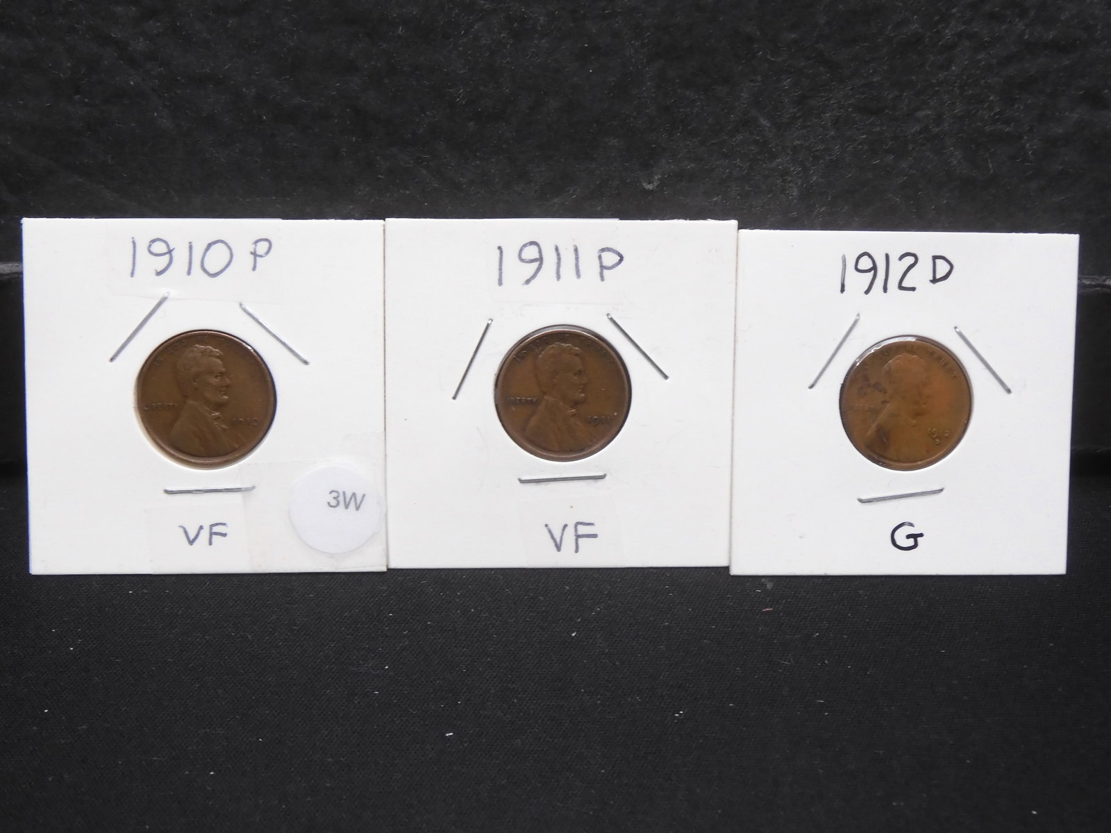 Lincoln Wheat cent - Early Starter Kit #1 1910p -Vf, 1911p - Vf, 1912d - g: Lincoln Wheat cent - Early Starter Kit #1 1910p -Vf, 1911p - Vf, 1912d - g