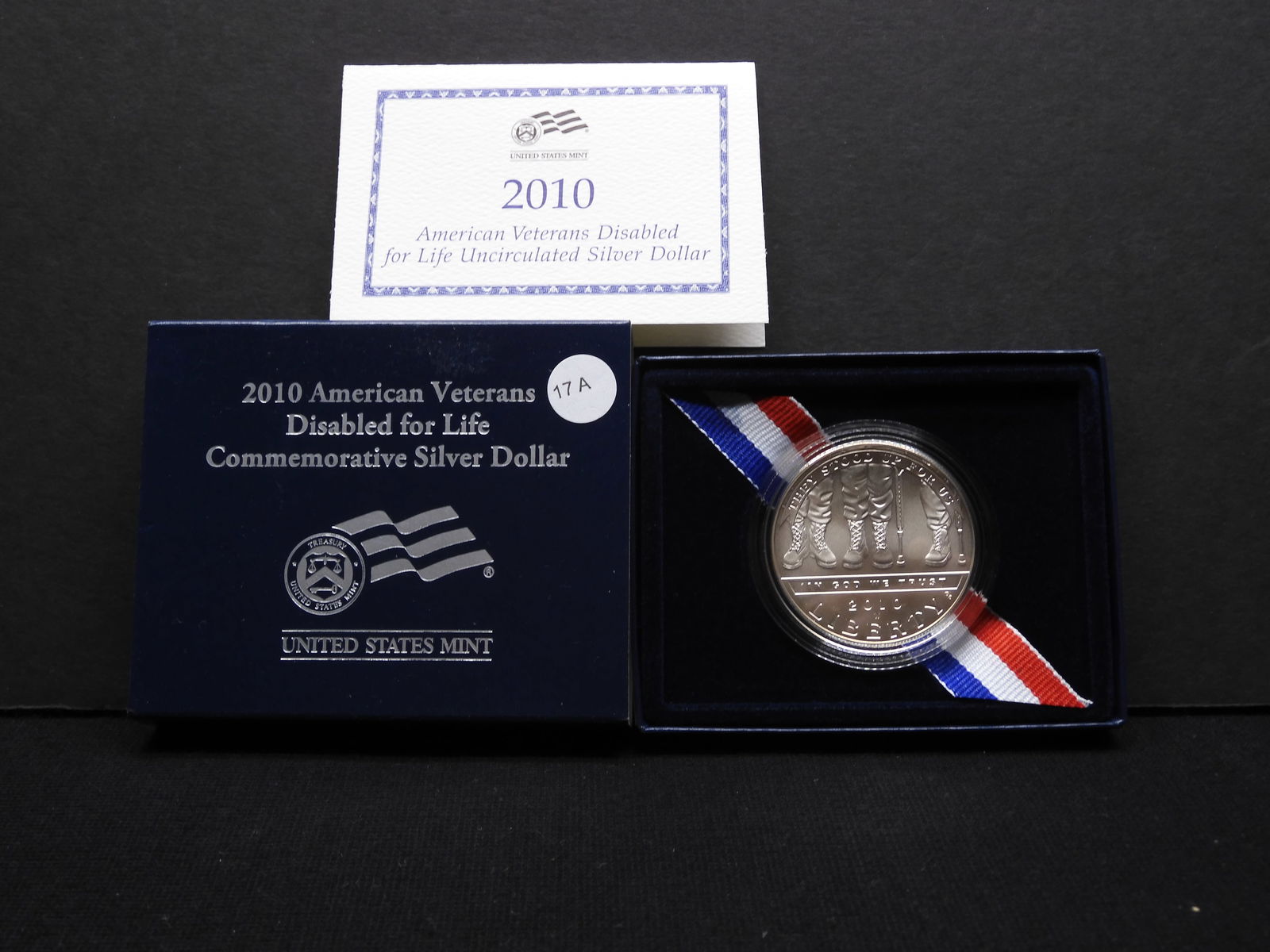 2010 W Disabled Veterans commemorative silver dollar.   In Mint box plus COA.  GEM Uncirculated. (1 of 4)