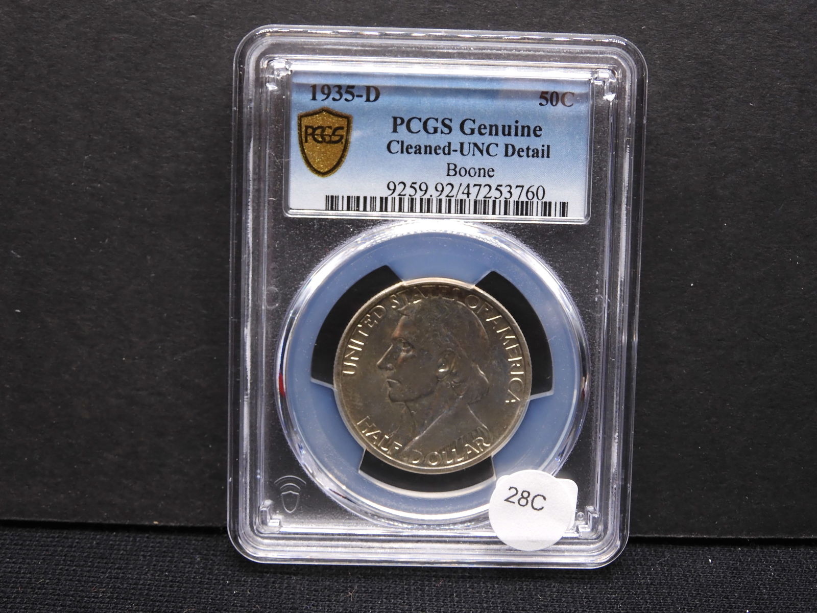 1935 D Daniel Boone Commemorative Half PCGS - Genuine Cleaned - UNC Details (1 of 4)