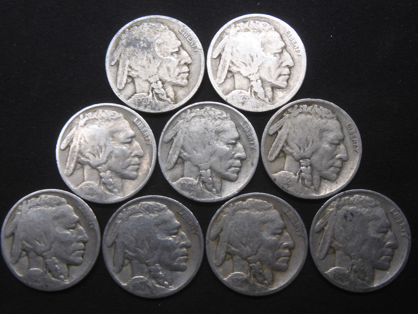1920-1929 Buffalo Nickels - Consecutive Dates (1 of 2)