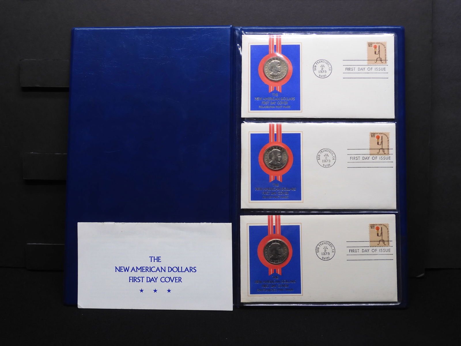Set of 1979 - P, D, S Susan B. Anthony First Day Covers in Nice Binder - First Day of Issue (1 of 13)