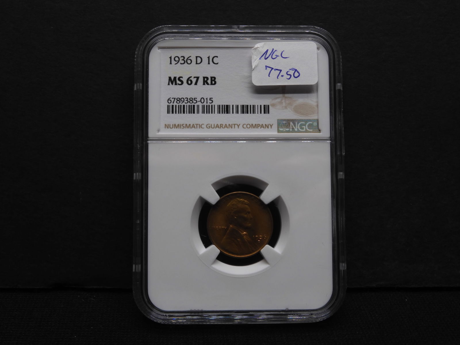 1936-D Lincoln Wheat Cent - NGC MS67 RB NGC Price Guide $77.50 (1 of 4)