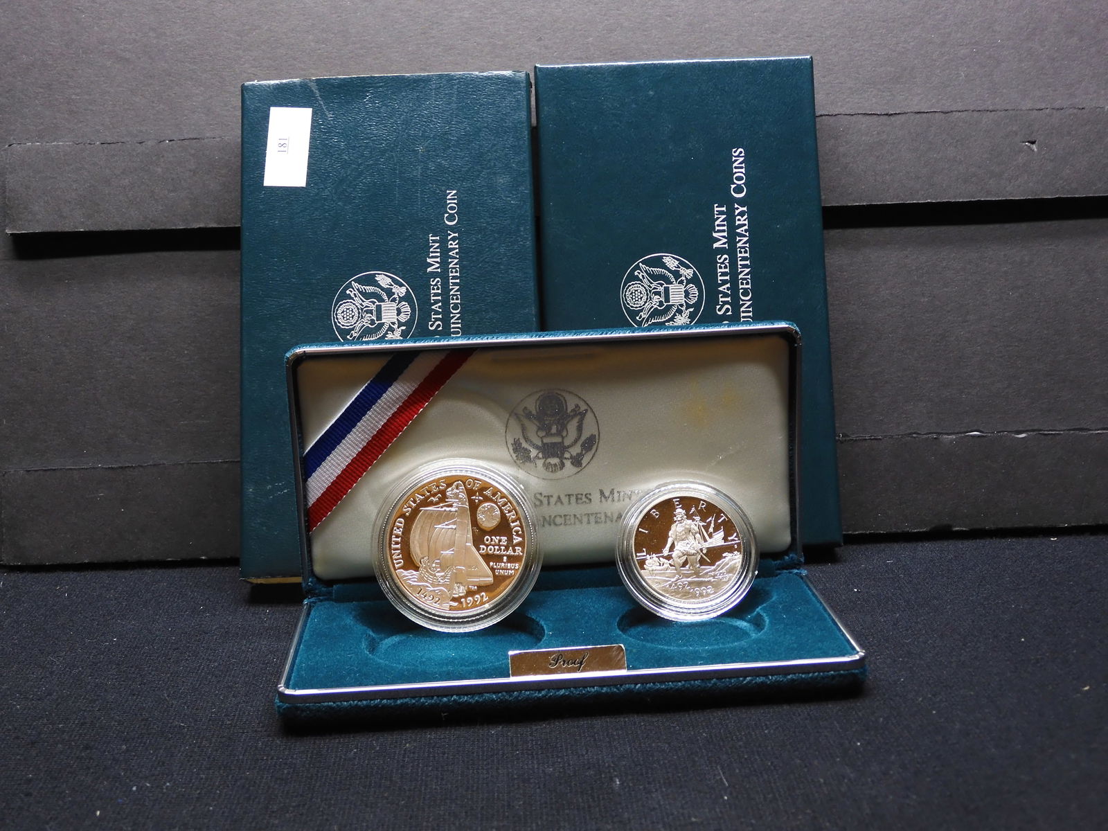 1992 Columbus Quincentenary 2 Coin Proof Set w/ Case & Box (1 of 3)