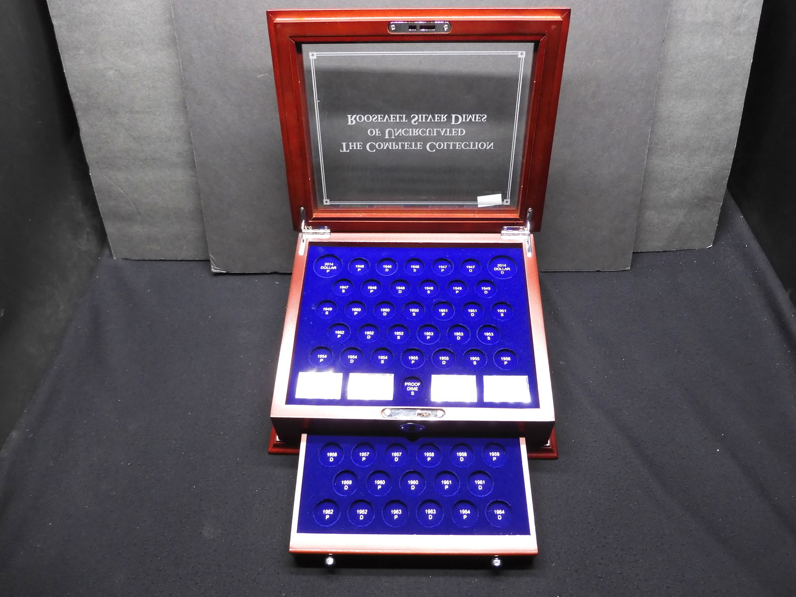 EMPTY Wooden Case - Labeled "The Complete Collection of Uncirculated Roosevelt Silver Dimes" (1 of 9)