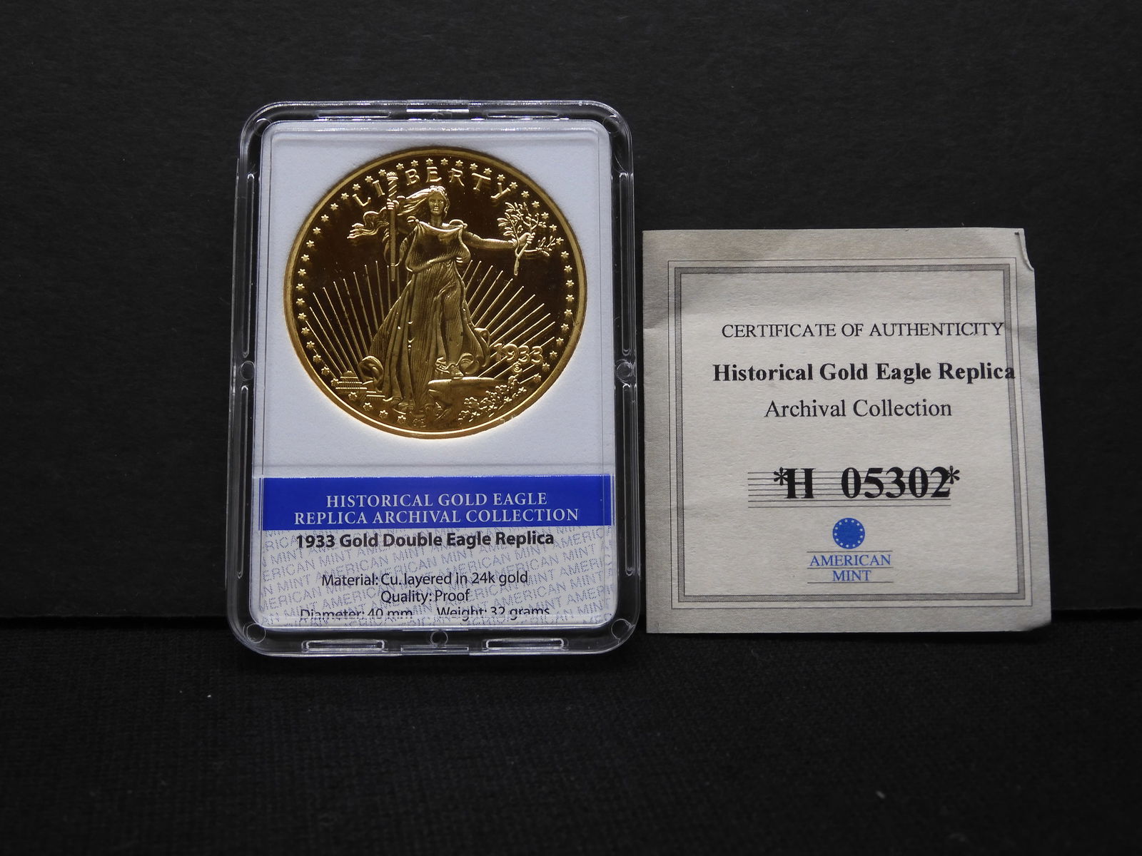 Historical Gold Eagle Replica - 1933 Gold Double Eagle w/ COA (1 of 6)
