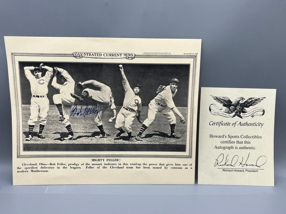Bob Feller Cleveland Indians Baseball Signed Photo W/ COA (1 of 2)