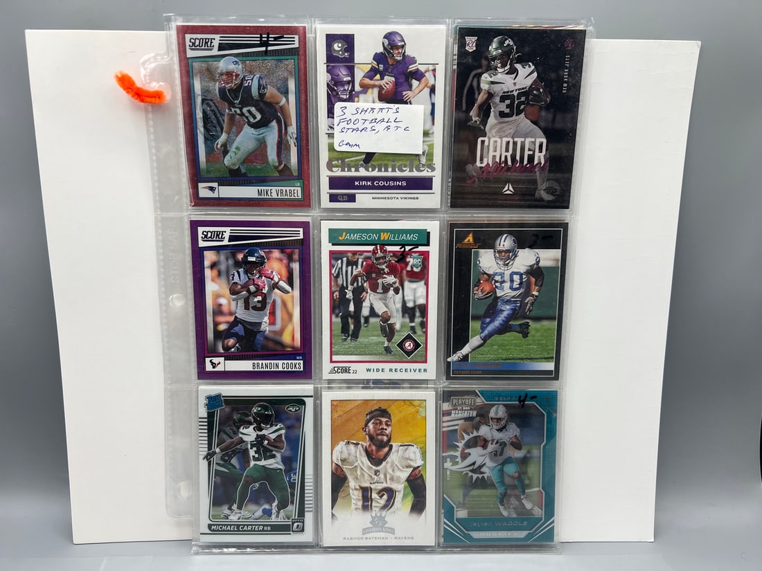 Lot of Assorted Football Cards W/ Many Stars - Varying Conditions - Barry Sanders, Jaylen Waddle RC, (1 of 3)