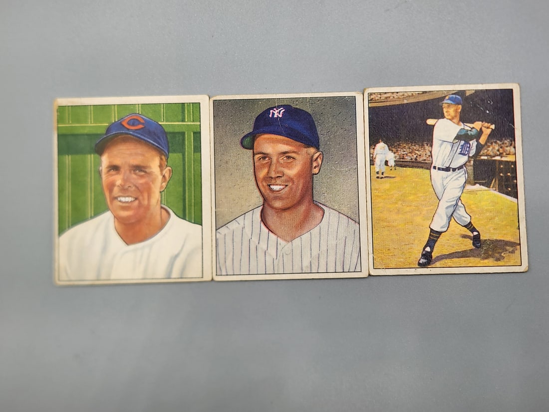 (3) 1950 Bowman Baseball Cards Vander Meer #79, Brown #101, Evers #41 (1 of 2)