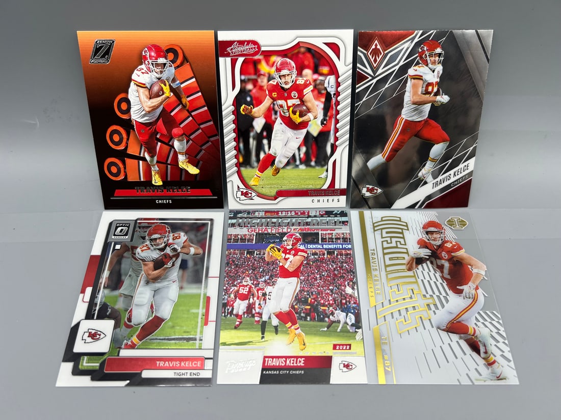 Lot of (6) Assorted Travis Kelce Football Cards (1 of 2)