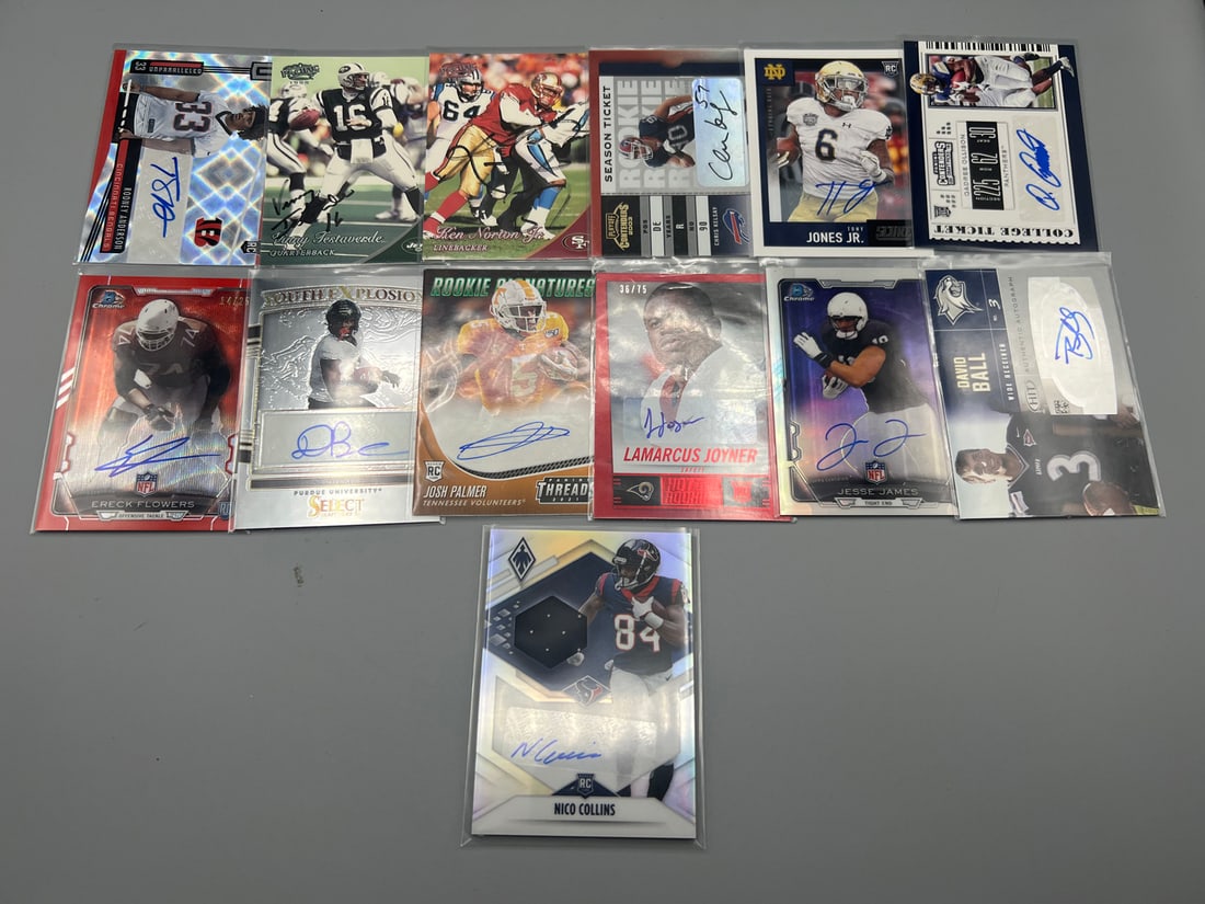 Lot of (13) Assorted Football Auto Cards - Varying Conditions (1 of 4)