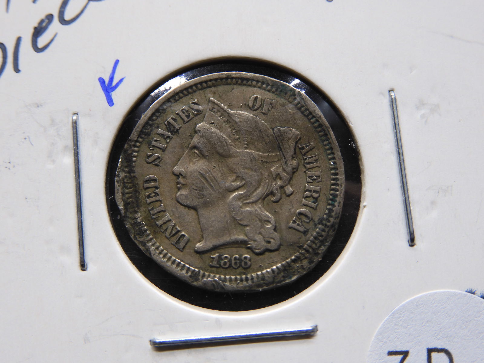 1868 Three Cent Piece -   Damaged (1 of 3)