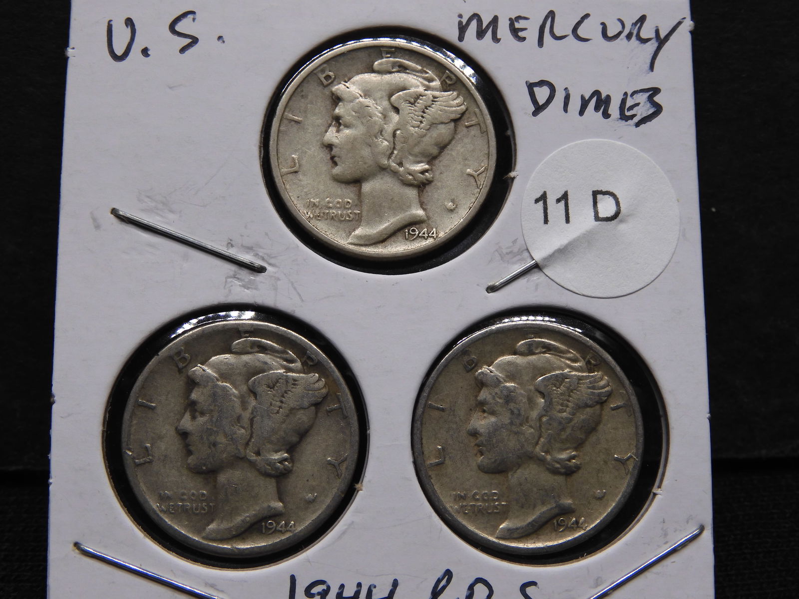 1944 P,D,S Silver Mercury Dimes - WWII Era - Complete Year Set! (1 of 3)