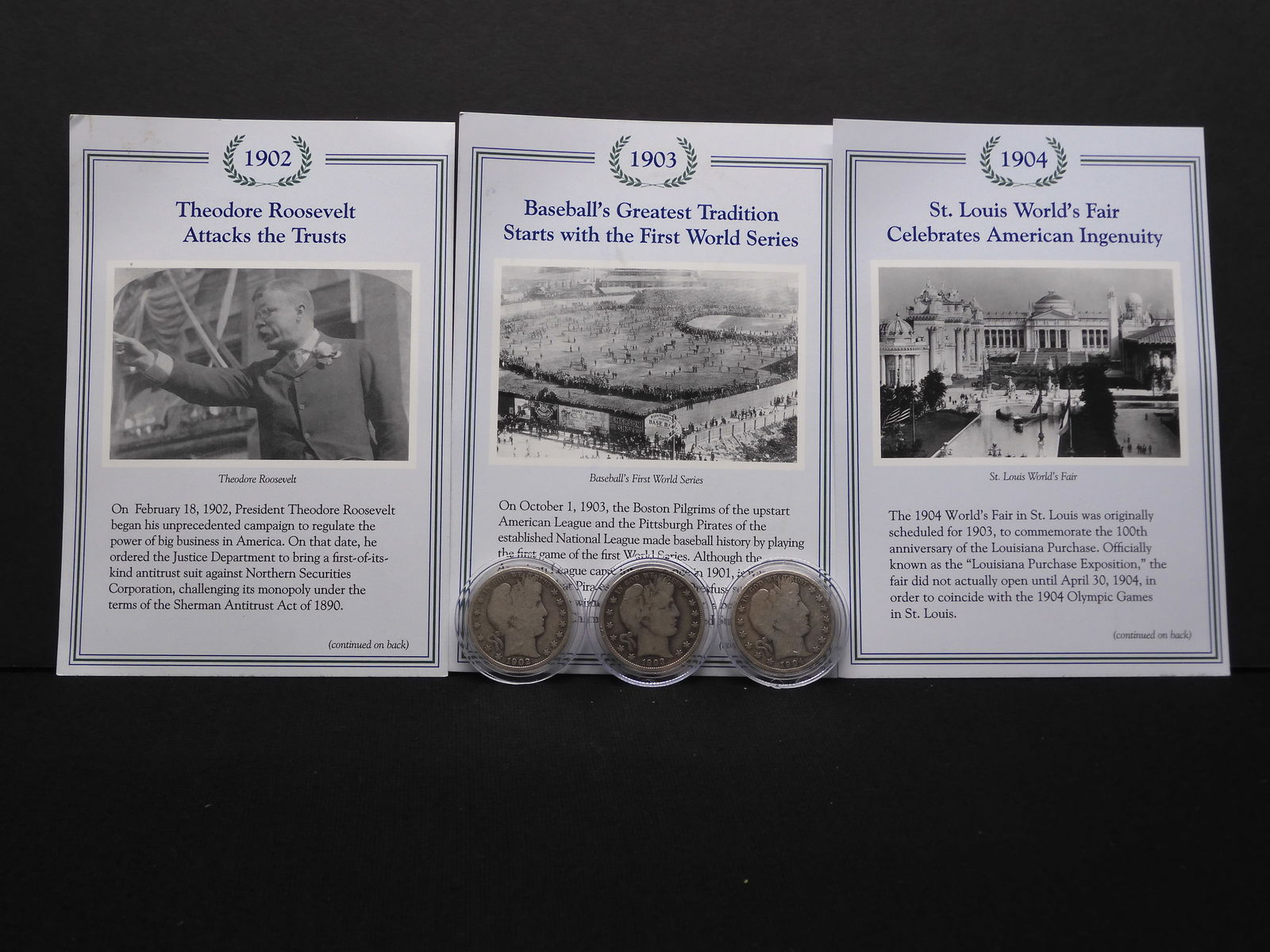 1902 1903-O 1904 United States Barber Half Dollars With Certificates Of Historical Attribution. (1 of 4)