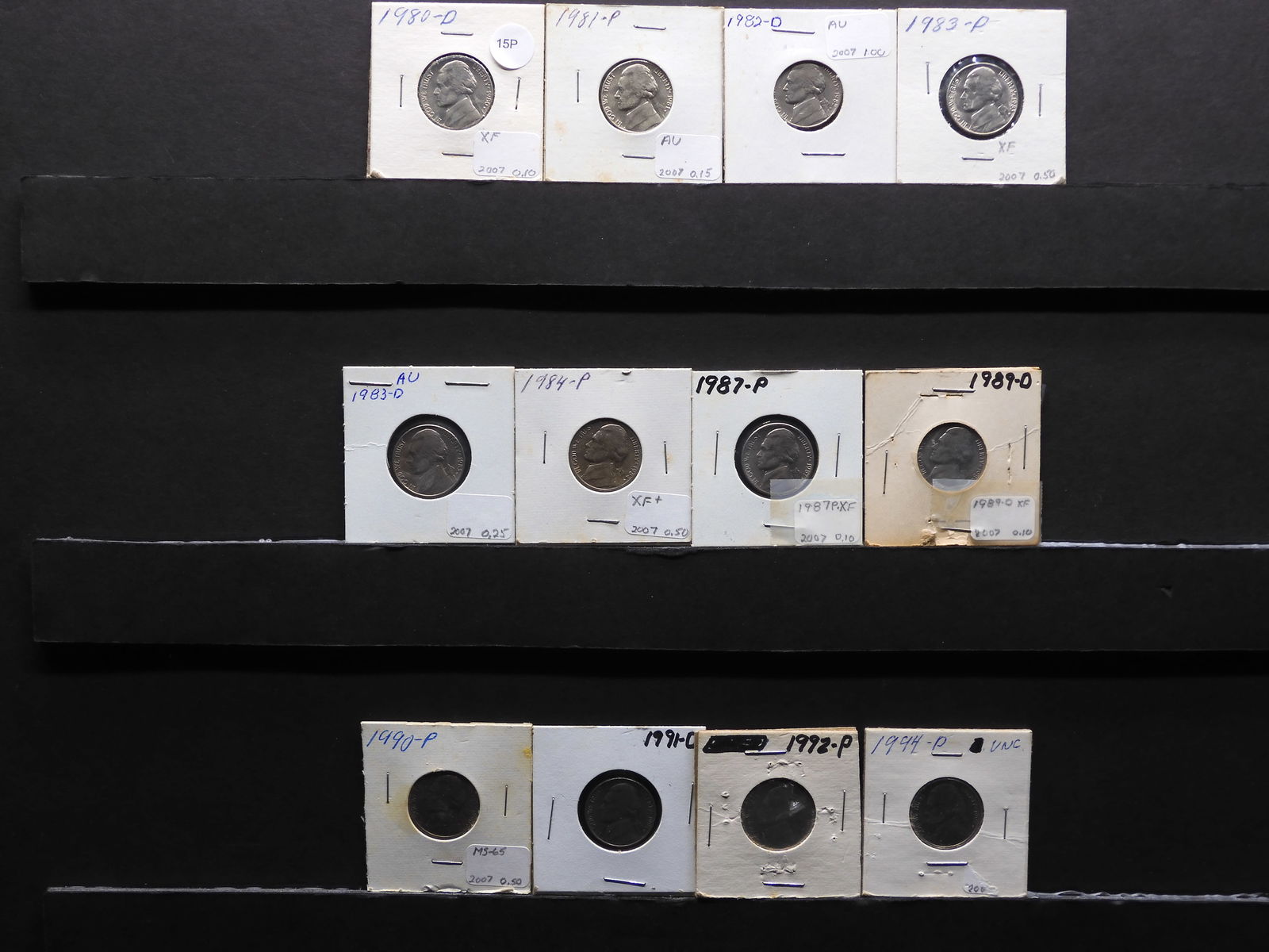 12 Jefferson Nickels From 1980-D-1994-P (1 of 7)