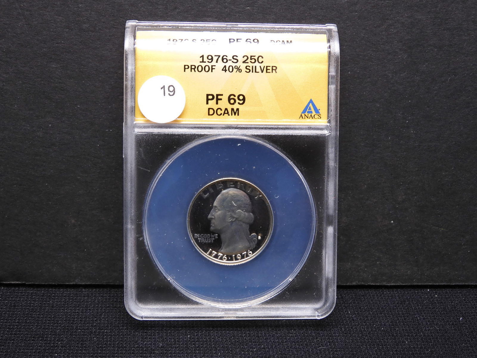 1976-S Bicentennial silver Washington Quarter.  Slabbed by ANACS (Respected Grader) as Prof 69, Deep (1 of 4)