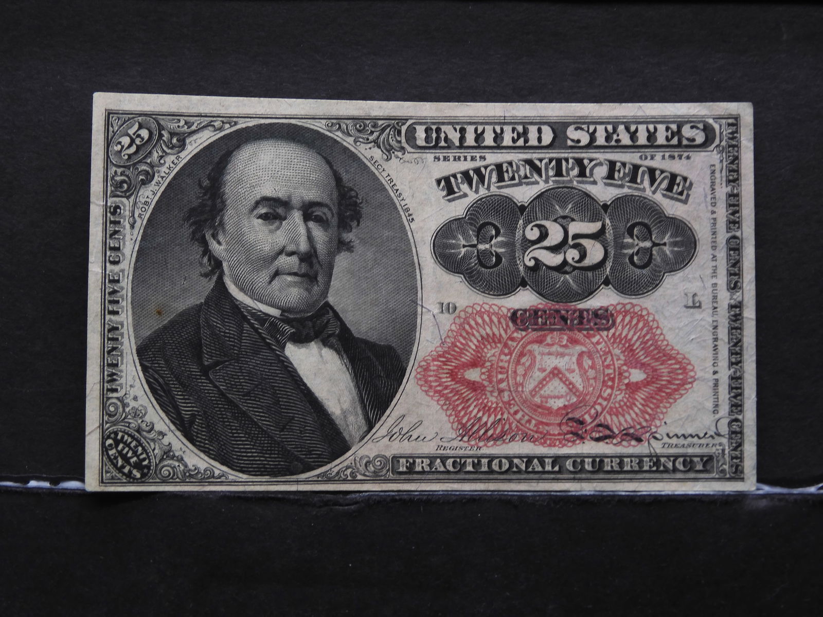 FR 1309 1874-76 Short Key Twenty Five Cent Fractional Currency.  Almost Uncirculated. (1 of 3)