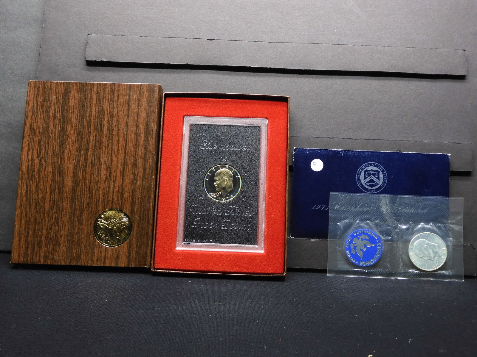 1974-S Silver Eisenhower Proof Dollar, 1971-S Silver Eisenhower Uncirculated Dollar.  Original (1 of 7)