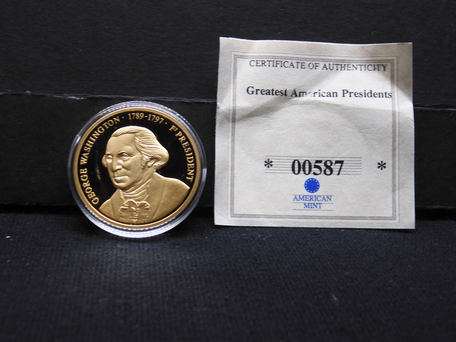 Greatest American Presidents - 2008 Proof George Washington w/ COA: Greatest American Presidents - 2008 Proof George Washington w/ COA