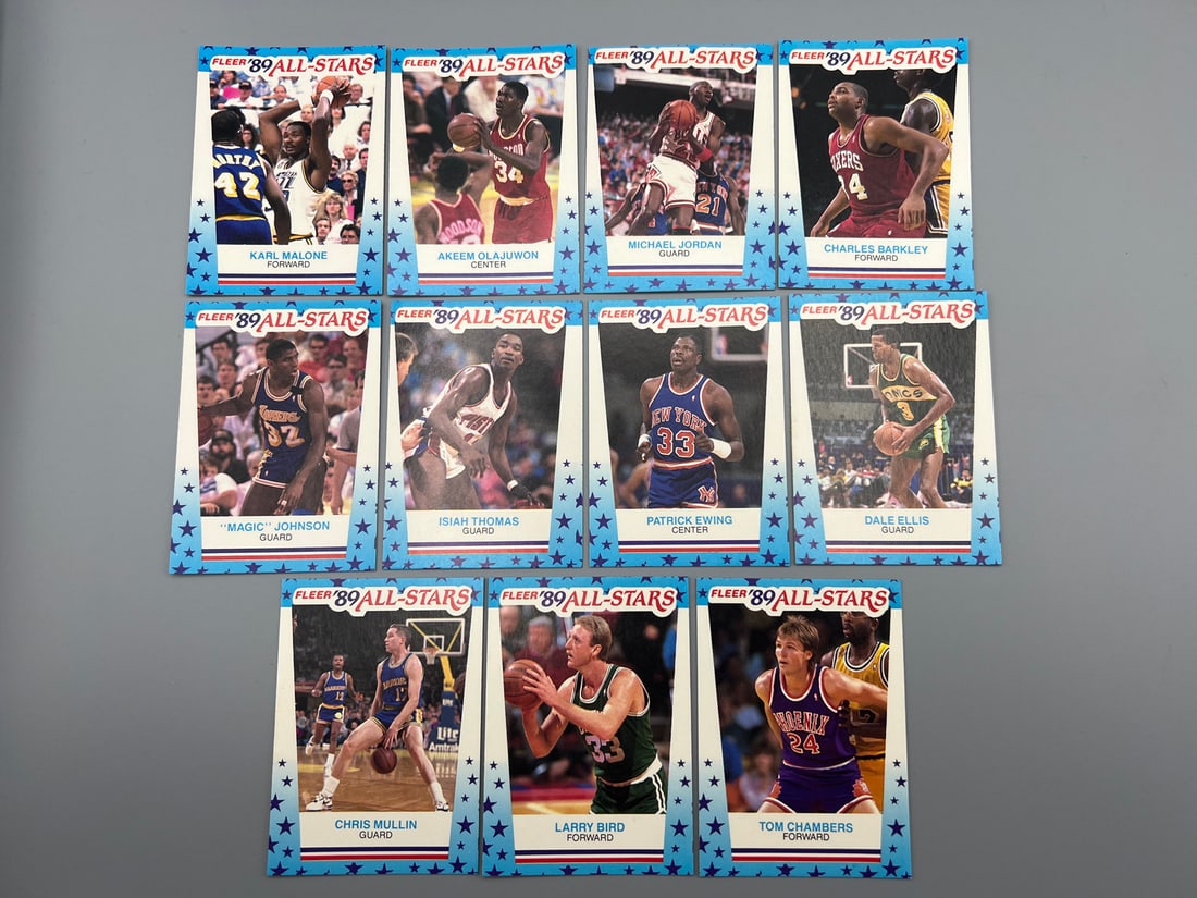 1989 Fleer All Stars Sticker Basketball Complete 11 Card Set W
