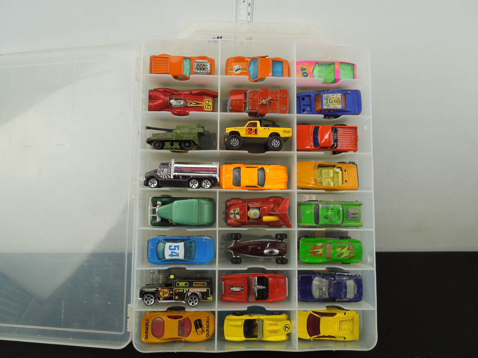 48 Hot Wheels and Matchbox Cars, Played with some missing parts.: 48 Hot Wheels and Matchbox Cars, Played with some missing parts.