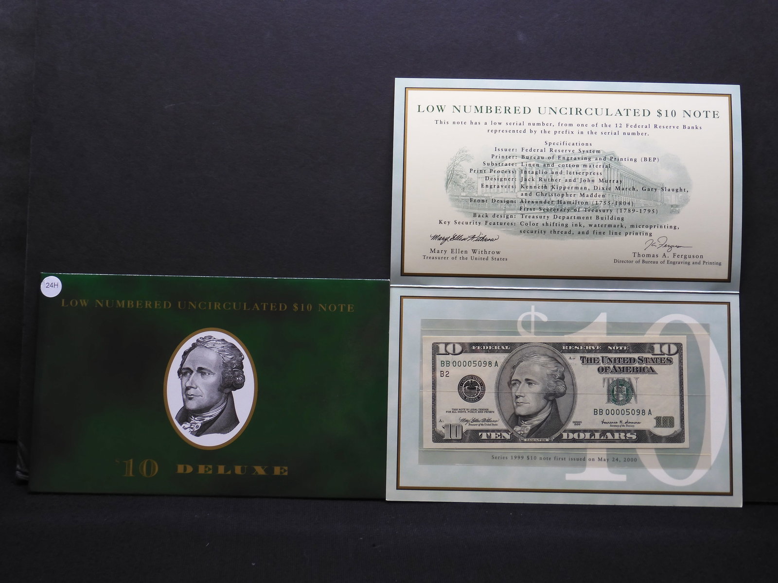 Series 1999 Low Numbered Uncirculated $10 Note (1 of 5)
