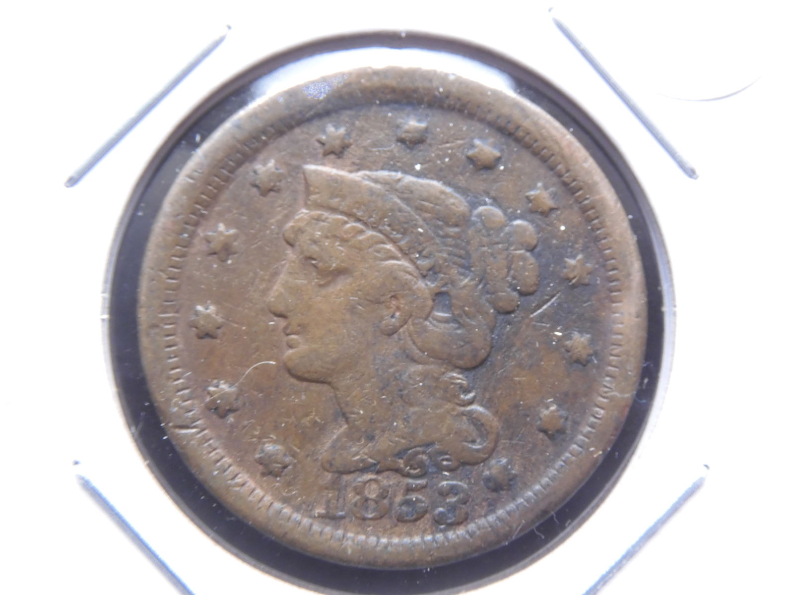 1853 Braided Hair Large Cent, Nice Details, Better Grade (1 of 3)