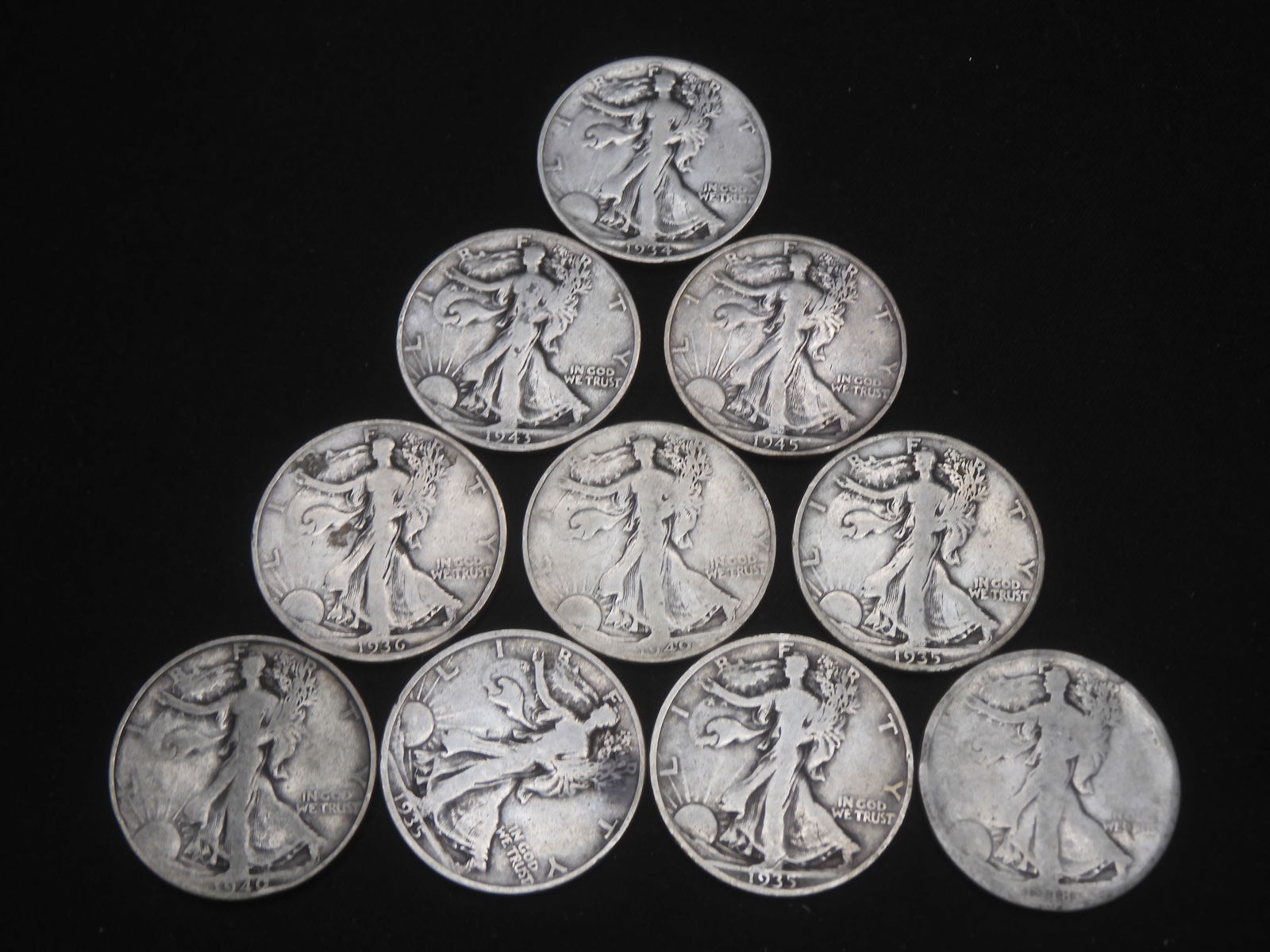 10 Mixed Date/Mixed MM 90% Silver Walking Liberty Half Dollars. Some Better Dates!! (1 of 10)