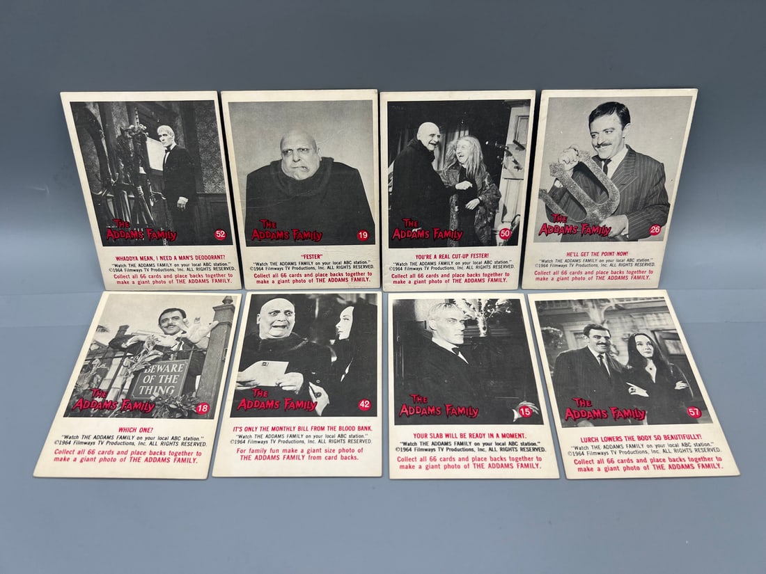 Lot of (8) 1964 Donruss The Addams Family Trading Cards - Varying Conditions: Lot of (8) 1964 Donruss The Addams Family Trading Cards - Varying Conditions