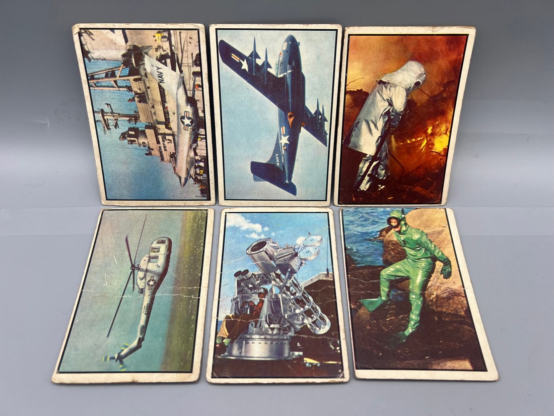 Lot of (6) 1954 Bowman Power For Peace Trading Cards - Varying Conditions: Lot of (6) 1954 Bowman Power For Peace Trading Cards - Varying Conditions