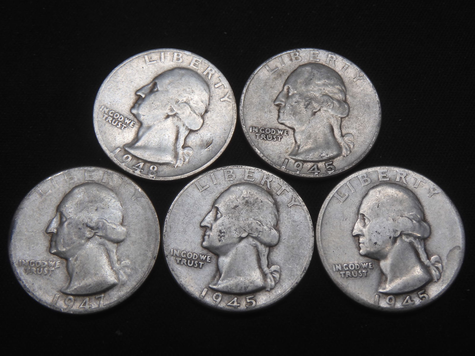 5 90% Silver Washington Quarters (1 of 2)