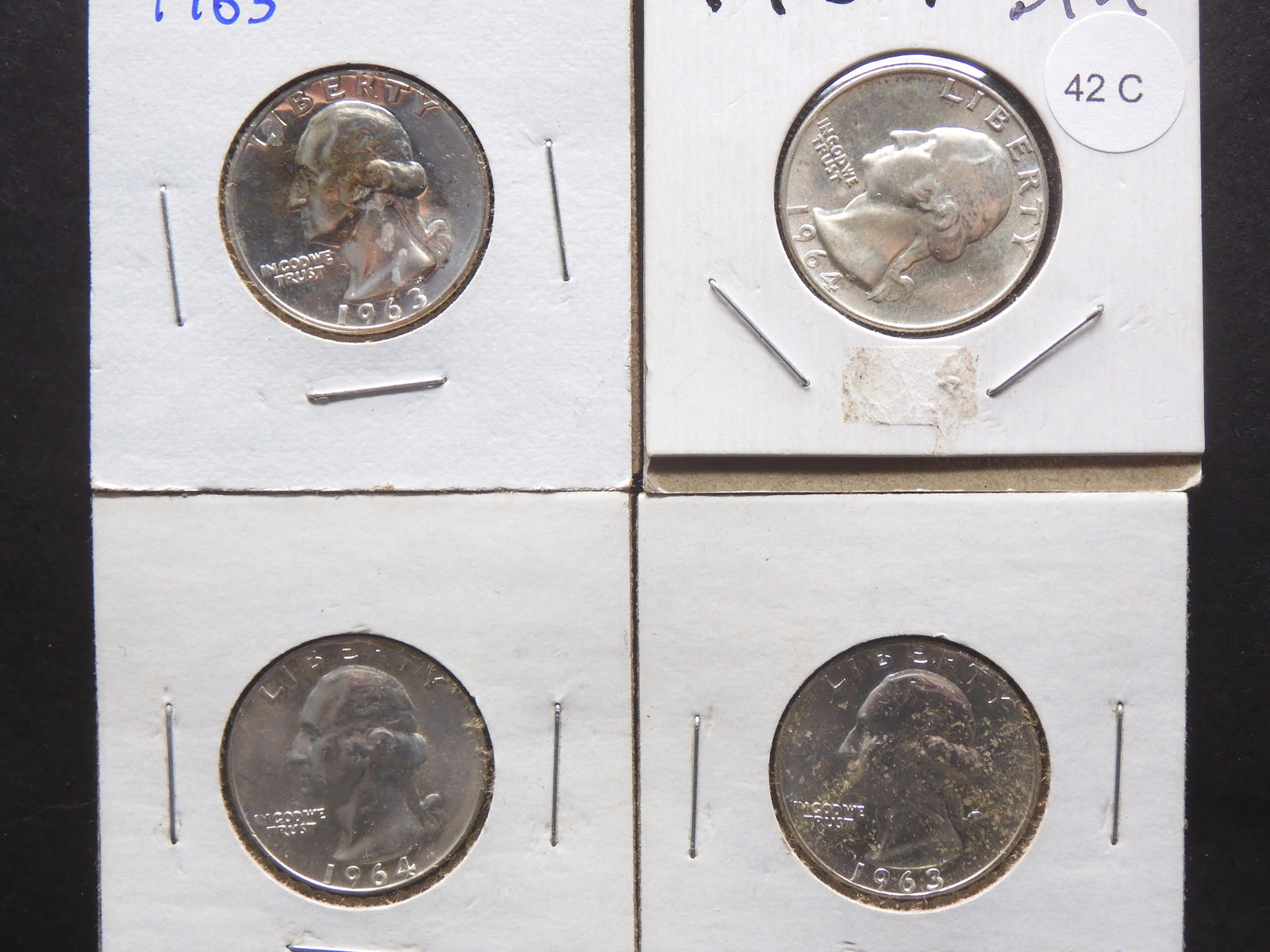 (4) Washington Quarters (2)1963, (2) 1964 (1 of 2)