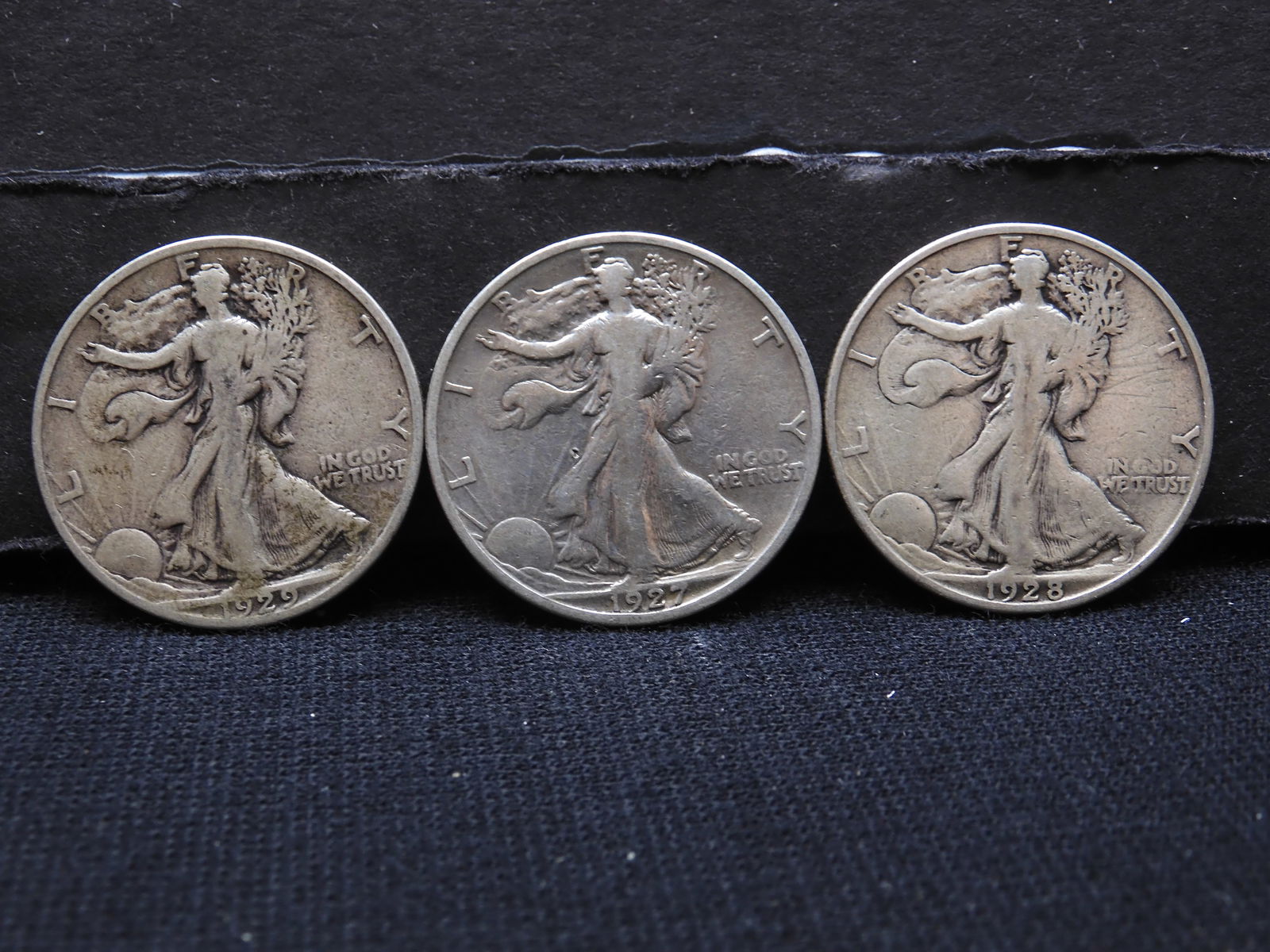 1927-S 1928-S 1929-S Walking Liberty Half Dollars. (1 of 2)