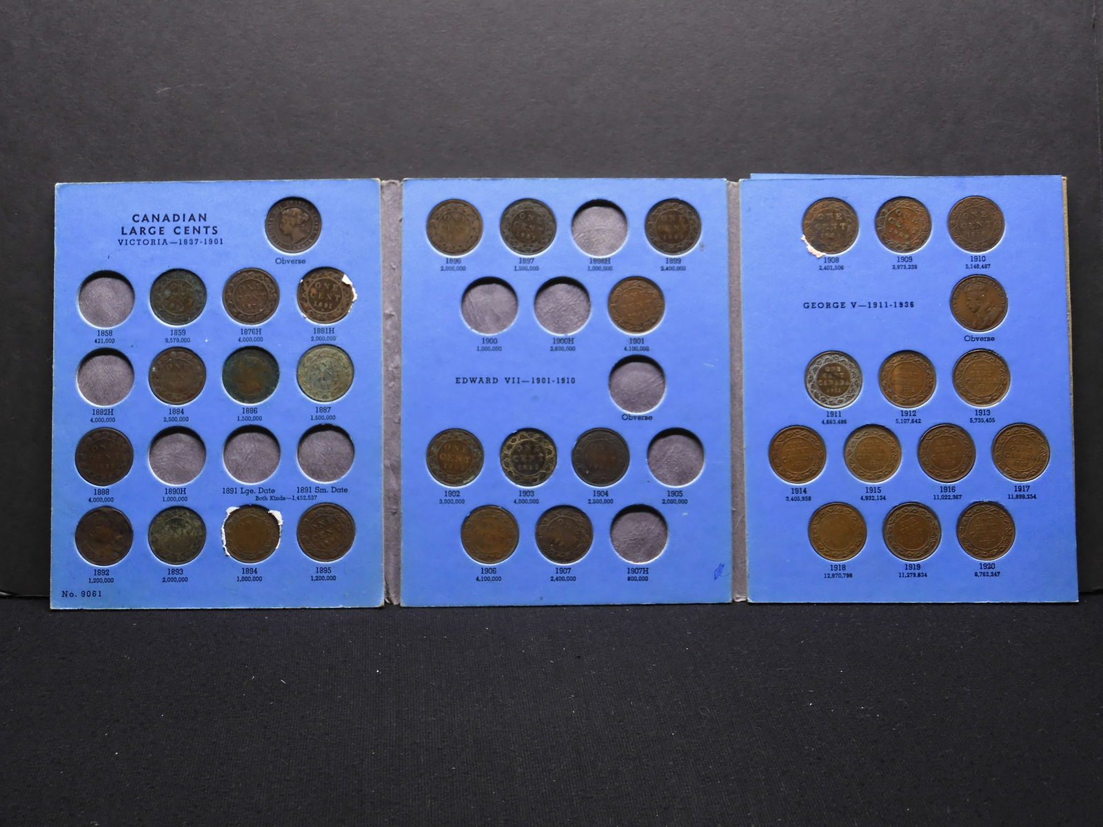 Canadian large cent album (1858-1920), with 33 different dates, most high grade (1 of 8)
