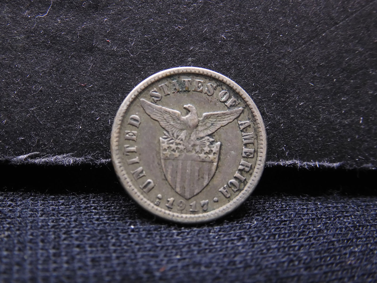 1917-S Philippines 10 Centavos 75% Silver Coin.  REV: Female Standing With Anvil. (1 of 2)