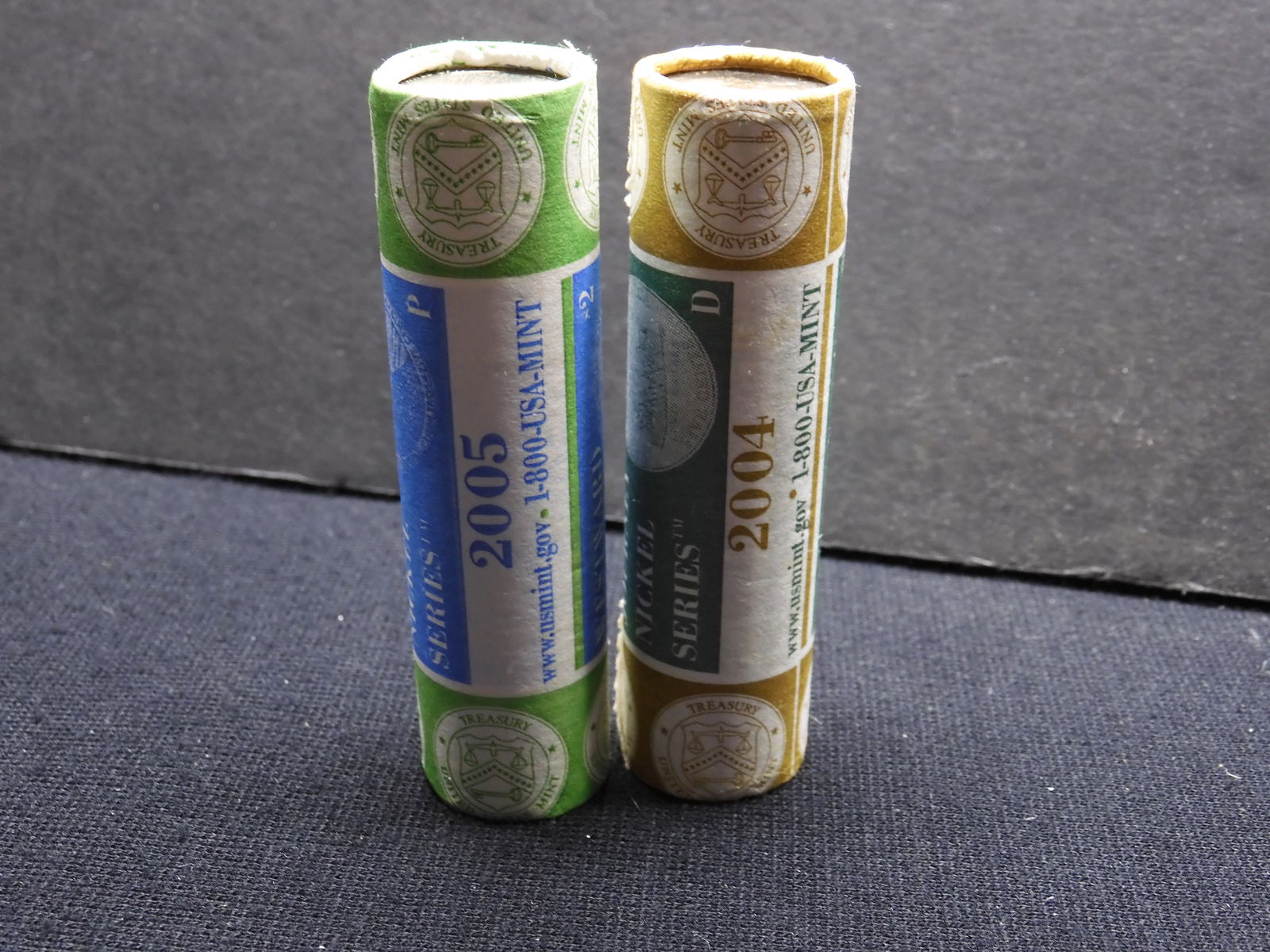 2004 D Keel Boat and 2005 P Ocean View Westward Journey nickels rolls in US Mint Fancy Wrap.  BU. (1 of 3)