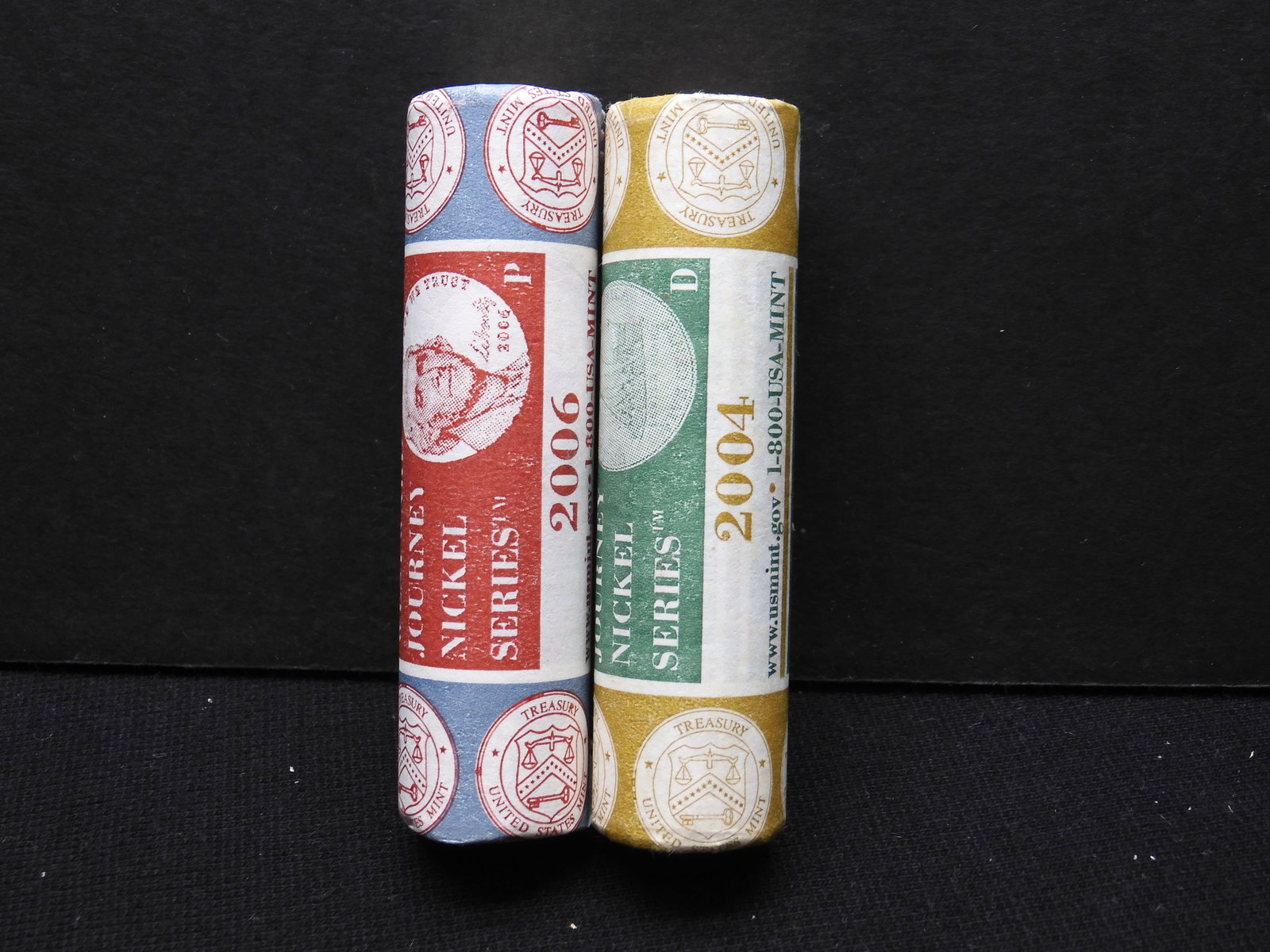 2004 D Keelboat and 2006 P Return to Monticello Westward Journey nickels rolls. Both in US Mint Fan: 2004 D Keelboat and 2006 P Return to Monticello Westward Journey nickels rolls. Both in US Mint Fancy Wrap. BU.