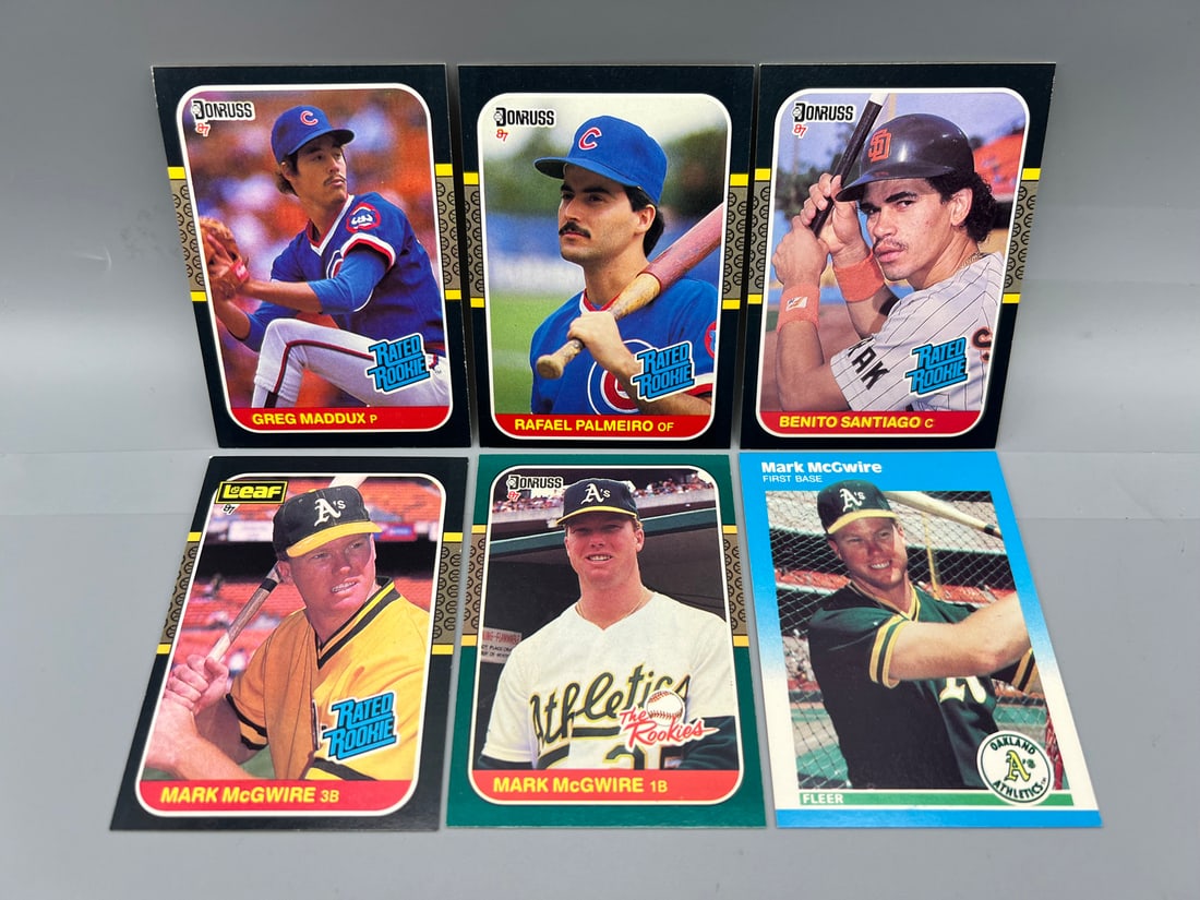 Lot of (6) 1987 Baseball Rookie Cards - Greg Maddux, Mark McGwire (1 of 2)