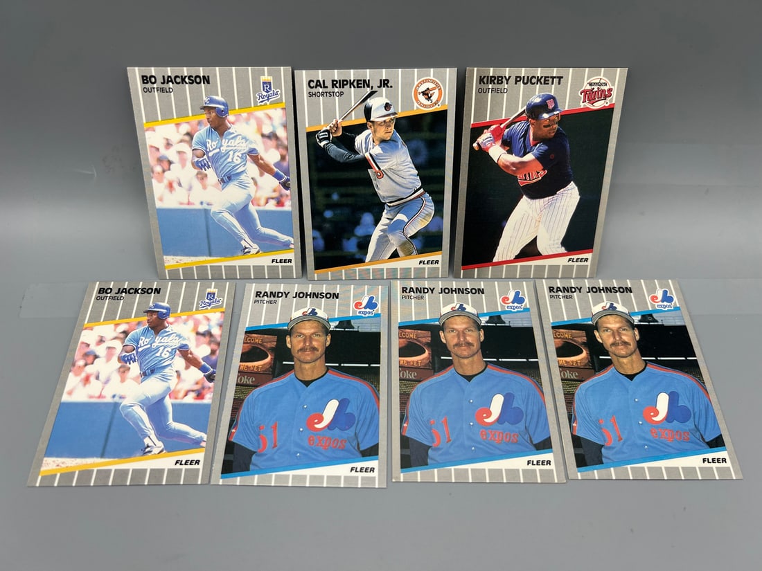 Lot of (7) 1989 Fleer Baseball Star Player Cards - Varying Conditions - Randy Johnson Rookies (1 of 2)