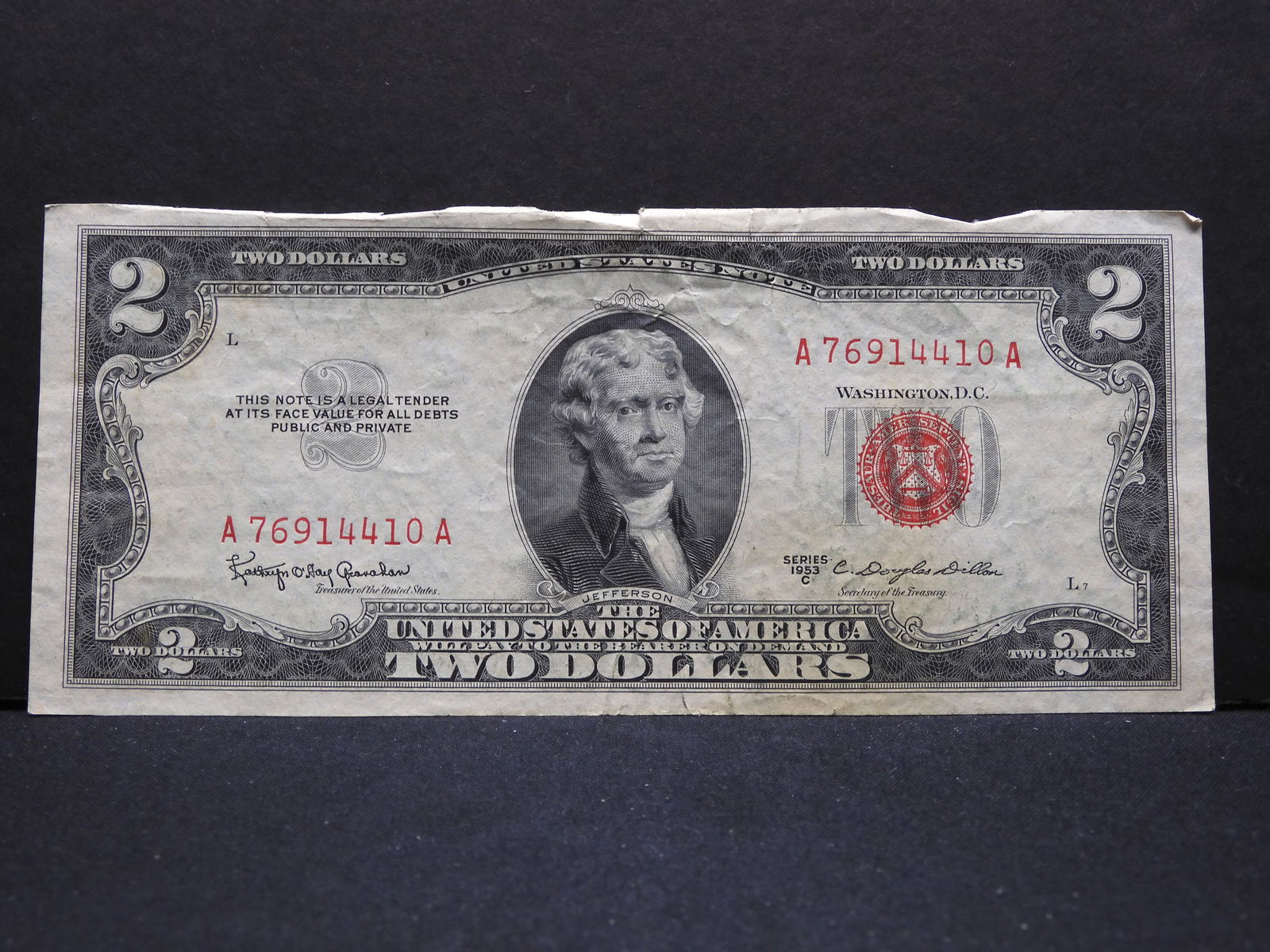 1953 C, Red Seal, Bookends, $2 bill, 70 years old!: 1953 C, Red Seal, Bookends, $2 bill, 70 years old!