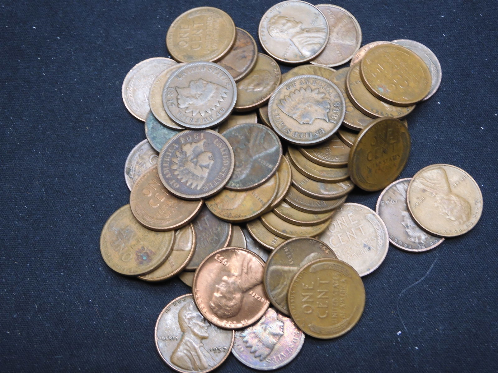 50 Unsearched Lincoln Wheat Cents/Indian Head Cents (1 of 4)