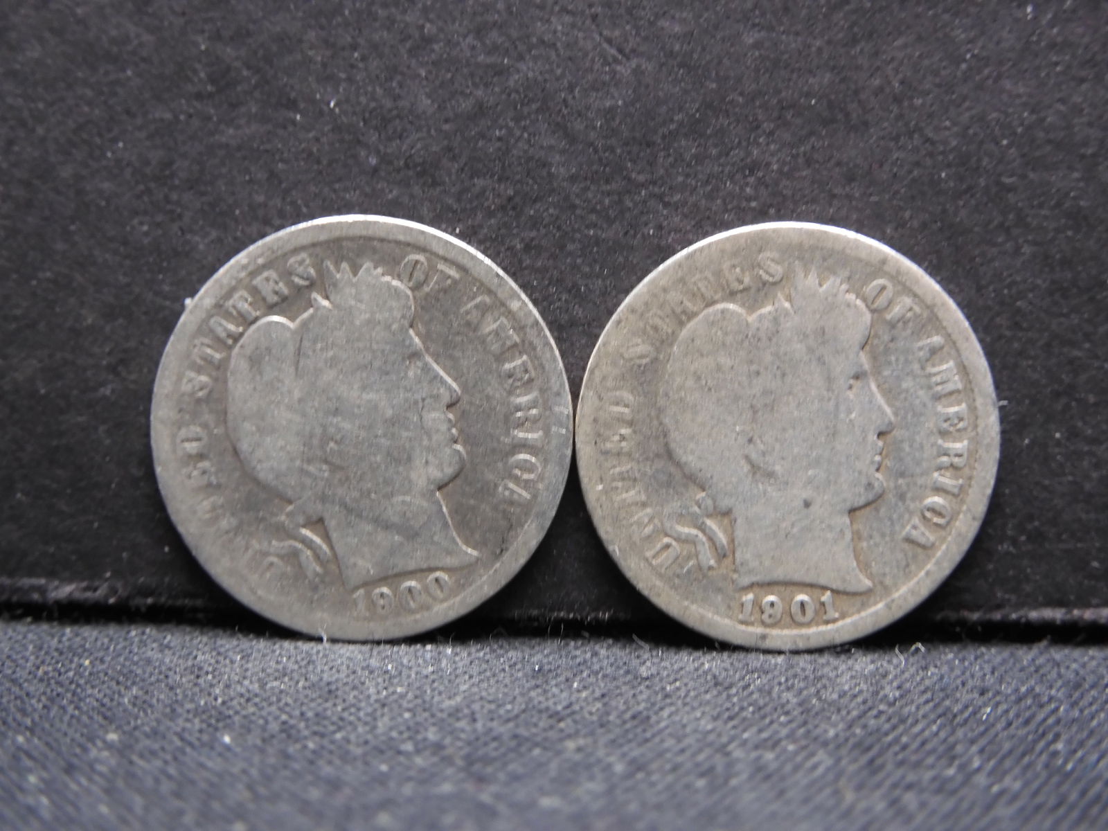 1900 & 1901, 90% Silver, Barber Dimes, over 120 years old! (1 of 2)