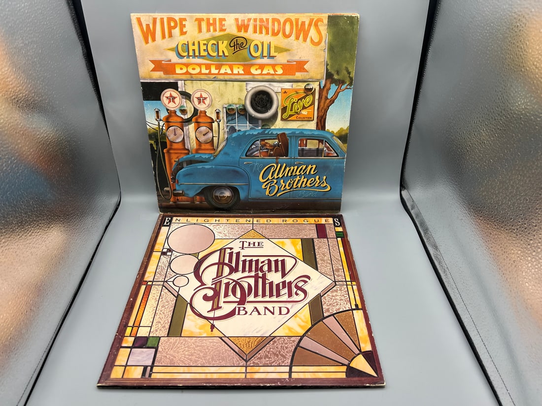 Lot of (2) The Allman Brothers Band vinyl albums: Wipe the Windows, Check the Oil, Dollar Gas (1976): Lot of (2) The Allman Brothers Band vinyl albums: Wipe the Windows, Check the Oil, Dollar Gas (1976) – 2LPS, and Enlightened Rogues (1979)