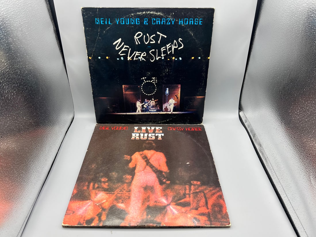 Lot of (2) Neil Young & Crazy Horse vinyl records: Rust Never Sleeps (1979), and Live Rust (1979 (1 of 10)