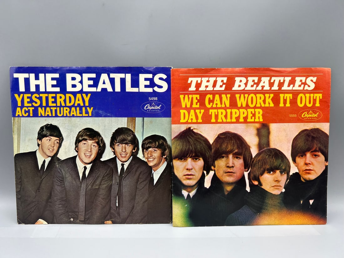 Lot of (2) The Beatles 7?? 45 rpm records with picture sleeves: Yesterday/Act Naturally (1965), and (1 of 4)