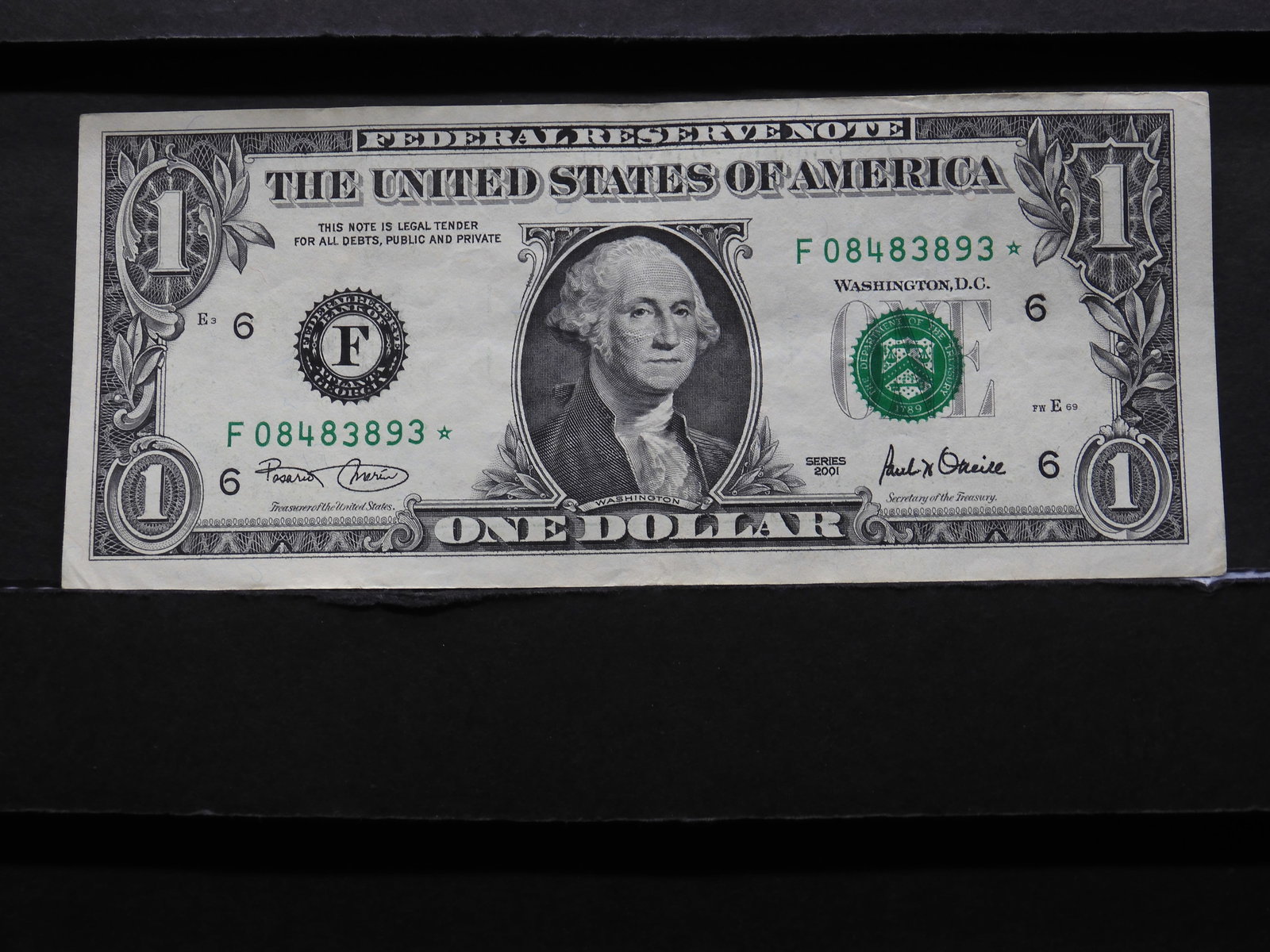 2001 $1 Federal Reserve Note (STAR NOTE) - Crisp (1 of 3)